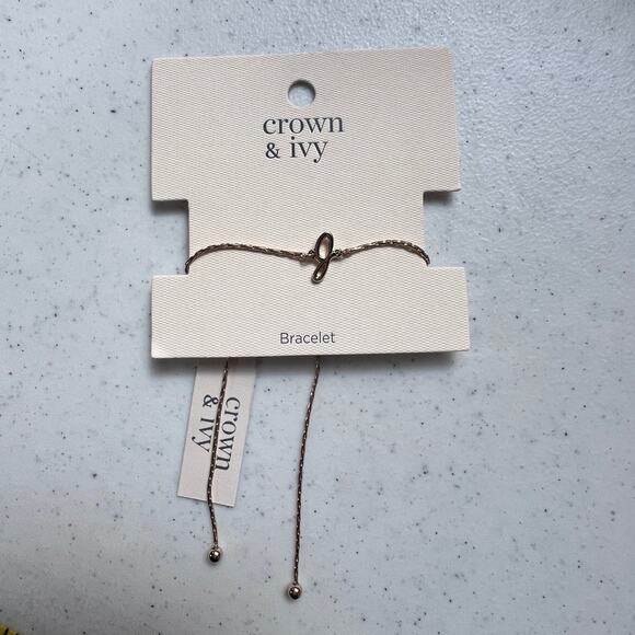 Crown & Ivy Initial 'J' Slider Bracelet Gold Tone NEW! - Picture 2 of 5